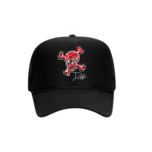 Red Skull Black Trucker Hat