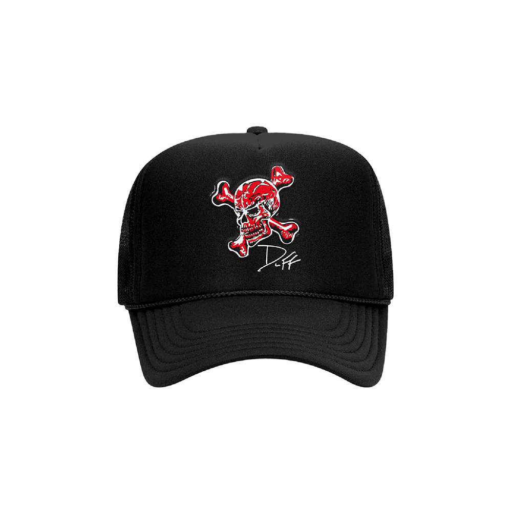 Red Skull Black Trucker Hat